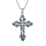 Sterling Silver Russian Eastern Orthodox Cross Pendant Necklace