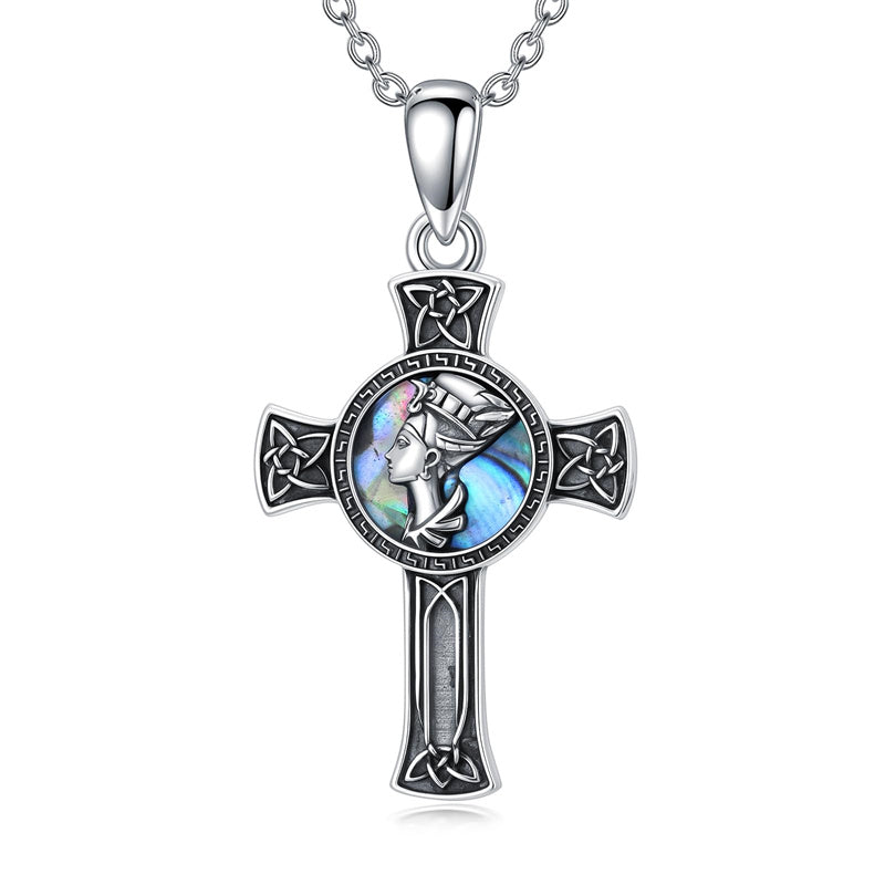 Sterling Silver Medusa Goddess Hand & Heart Ma’at Goddess Nefertiti Goddess Religious Pendant Necklace