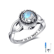 Sterling Silver Moonstone Butterfly Urn Ring for Ashe With Engraved