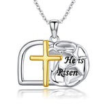 S925 Sterling Silver Amulet Necklace Empty Tomb Necklace Protection Pendant Jewelry Christmas Halloween Birthday Gifts for Men Women