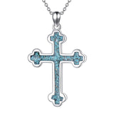Sterling Silver Russian Eastern Orthodox Cross Pendant Necklace