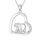 Sterling Silver Polar Bears Pendant Necklace