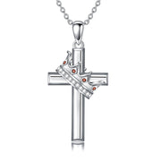 Sterling Silver Crown Cross Pendant Necklace