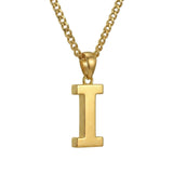 Initial Pendant Necklace 14K Gold Plated with Cuban Chain