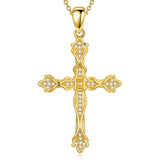 14K Gold Plated Cross Pendant Necklace for Women