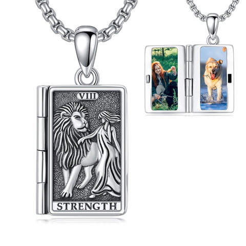 Sterling Silver Sun Moon Lovers Tarot Card Photo Locket Necklace