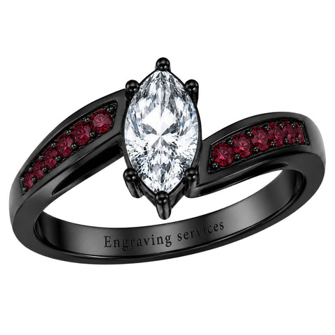 Sterling Silver 10K 14K 18K Gold Custom Engraved  Moissanite Gothic Ring for Women Halloween Gift