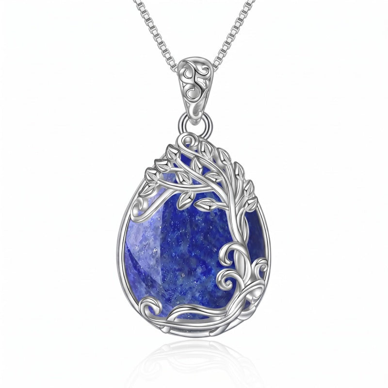 14K Gold Plated Teardrop Tree of Life Necklace for Women