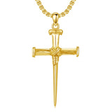 14K Gold Plated Cross Pendant Necklace for Men Religious Jewelry Christian Gift