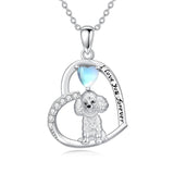 Sterling Silver Moonstone Pug Chihuahua Poodle German Shepherd Maltese Pendant Necklace Engraved wth I Love You Forever