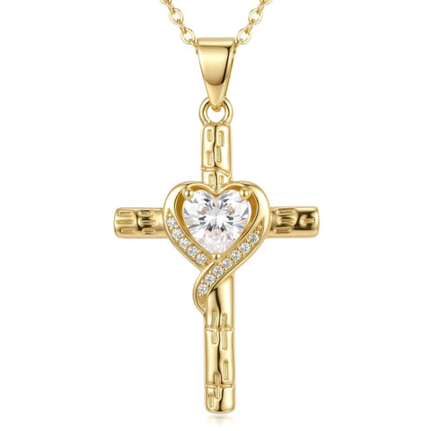 Minimalist Cross Pendant Necklace 14K Gold Plated for Women Faith Jewelry Religious Gifts