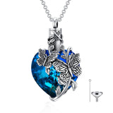 Animal Crystal Urn Necklace For Ashes Sterling Silver Butterfly  Cremation Necklace Heart Teardrop Urn Holder Necklaces For Women Memorial Jewelry