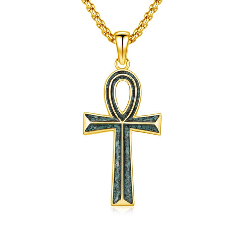 14K Gold Plated Cross Pendant Necklace Protection Jewelry Religious Gift