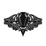 Sterling Silver 10K  14K  18K Gold 1CT-4CT Black Onyx Engagement Ring Gothic Wedding Promise Ring