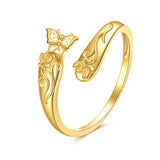 14k Gold Adjuatable Spoon Dragonfly/Butterfly/Hummingbird Ring Jewelry Gifts for Women