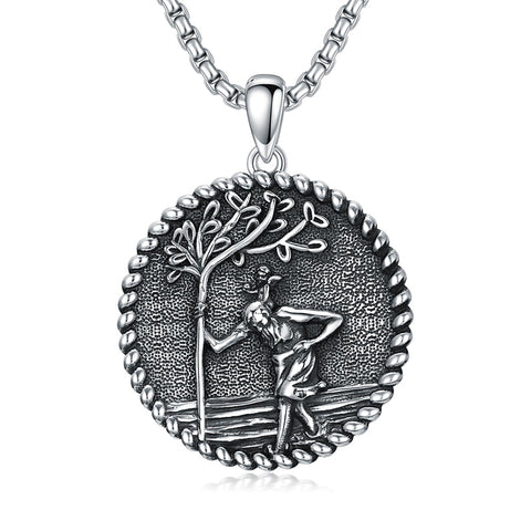 Sterling Silver Crown of Thorns Jesus St Benedict St Michael Pendant Necklace