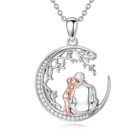 Sterling Silver Mother Daughter Father Daughter Sister Pendant Necklace Family Jewelry for Christmas Mother's Day