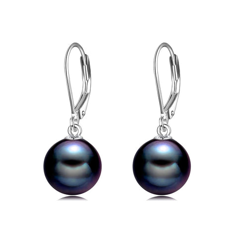 Sterling Silver Pearl Leverback Earrings