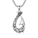 Sterling Silver Deer Bass Fish Wild Duck Fish Hook Pendant Necklace Hunting Jewelry Gifts for Men