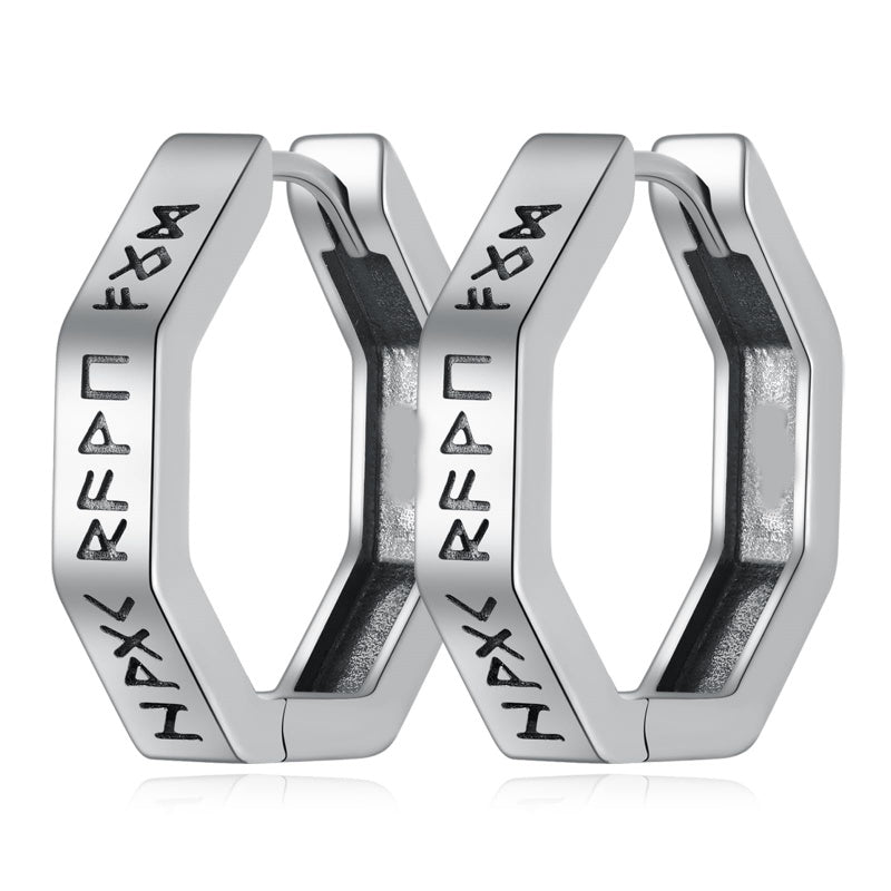 14K Gold Plated Viking  Hoop Earrings for Men