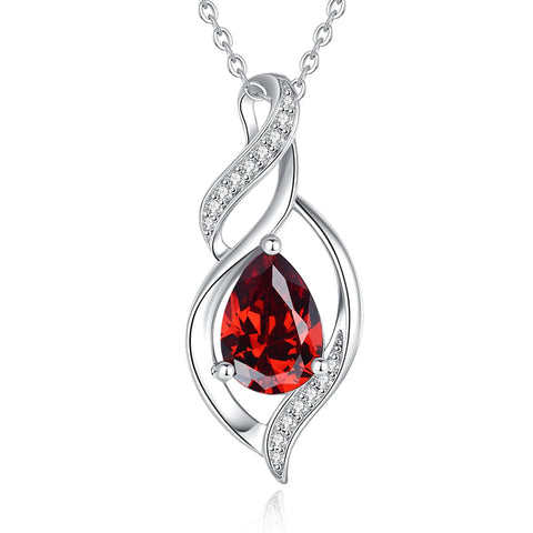 Sterling Silver Teardrop Birthstone Infinity Love Necklace for Women