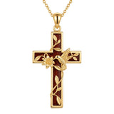 14K Gold Plated Wooden Pendant Necklace Beliefs jewelry