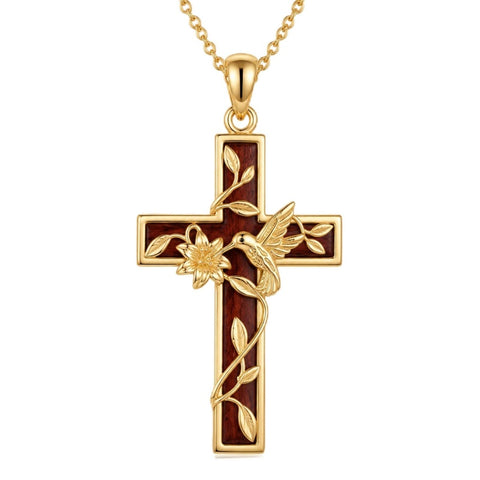 14K Gold Plated Wooden Pendant Necklace Beliefs jewelry
