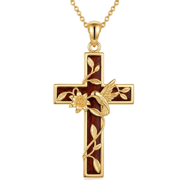 14K Gold Plated Wooden Pendant Necklace Beliefs jewelry