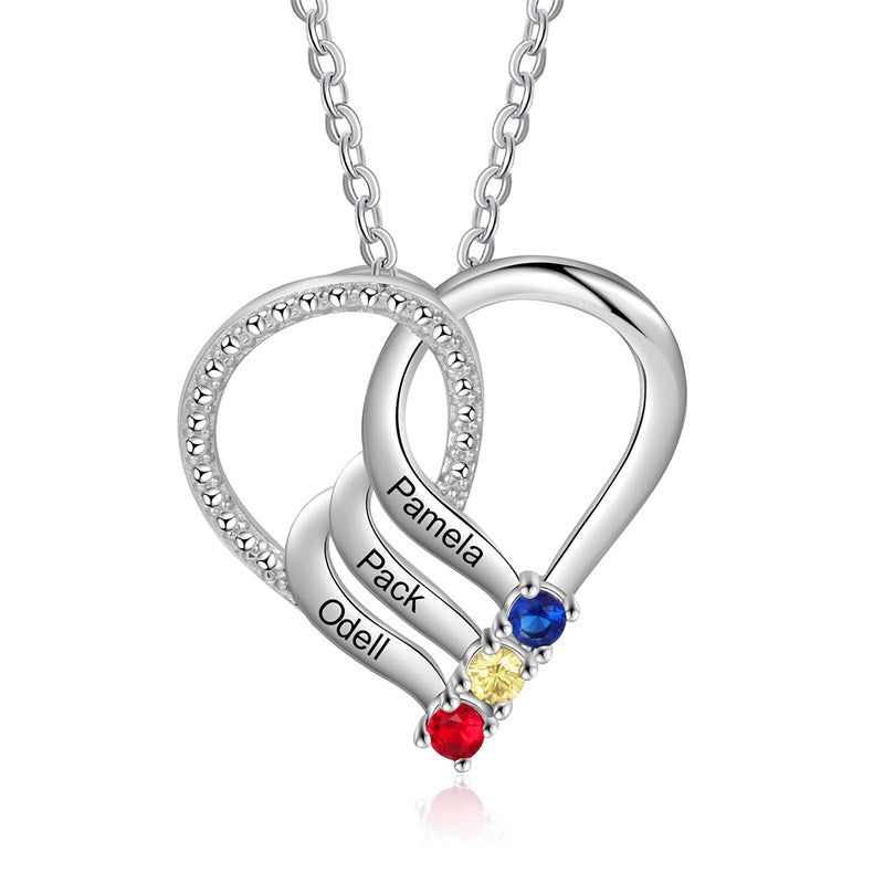 Sterling Silver Personalized  Engraved 2-6 Names Family Pendant Necklace