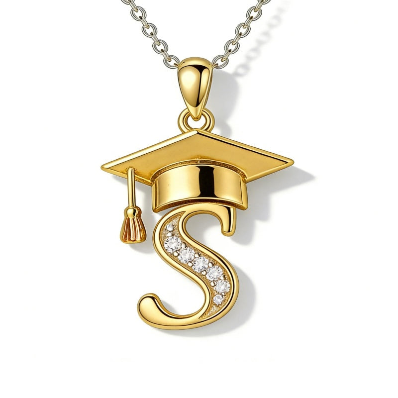 Initial  Graduation 14K Gold Plated Inspiring Grad Pendant Necklace Graduations Jewelry Gifts