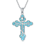 Sterling Silver Russian Eastern Orthodox Cross Pendant Necklace