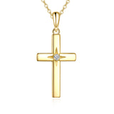 14K Gold Diamond Cross Pendant Necklace