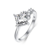 Sterling Silver Personalized Engraved Moissanite Engagement Wedding Anniversary Ring
