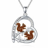 Sterling Silver Mother Daughter Squirrel Monkey Butterfly Bee Owl Necklace Engraved I Love You Forever