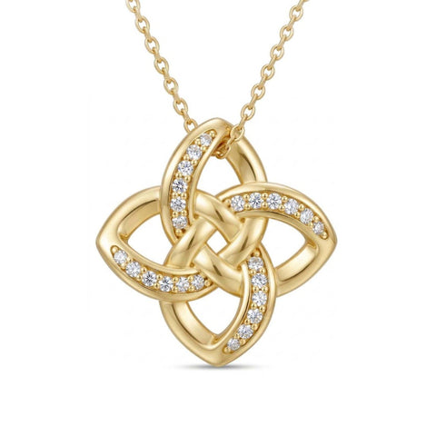 14K Gold Plated Celtic Knot Pendant Necklace Irish Jewelry Gift for Her