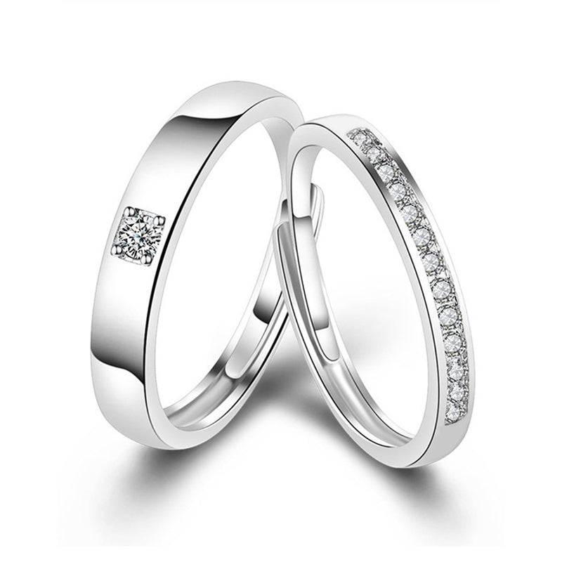 Copper Cubic Zirconia Cubic Adjustable Couple Rings