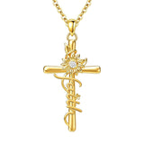 14K Gold Plated Faith Cross Pendant Necklace Religious Gifts for Women