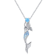 Mermaid Necklace 925 Silver Nautical Mermaid PendantCubic Zirconia Mermaid Jewelry for Women Girls