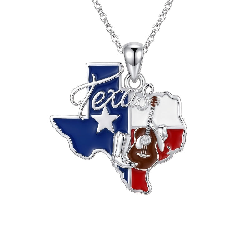 Sterling Silver  Bluebonnets Cow Skull Cowboy Hat Boot Cactus Cowgirl Texas Necklace Texas Necklace
