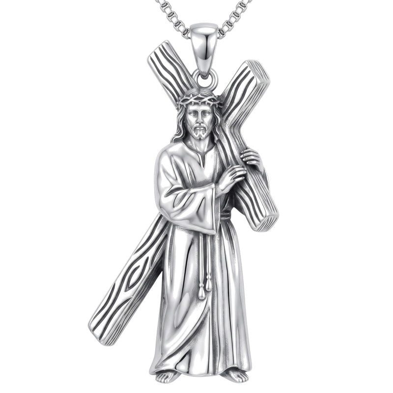 Sterling Silver Cross Pendant Necklace Christian Religious Jewelry Gifts for Anniversary