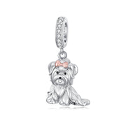 Sterling Silver Cubic Zirconia Yorkshire Boston Terrier Chihuahua DachshundBead Charms