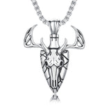 Sterling Silver Deer Antler&Arrowhead  Pendant Necklace for Men