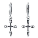 Cross Earrings 925  Silver Nail Cross Dangle Barbed Wire Huggie Hoop Earrings Religion Cross Jewelry Gifts for Men Women