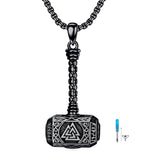 Thors Hammer Necklace 925 Sterling Silver Mjolnir Urn Necklace for Ashes Viking Norse Cremation Jewelry for Men Women