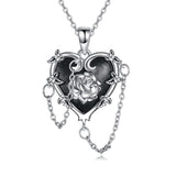 Witches Heart Pendant Necklace 925 Sterling Silver Gothic Jewelry Goth Halloween Gifts for Women