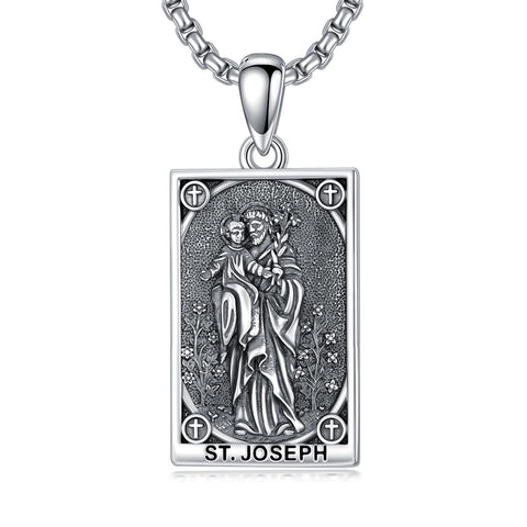 Sterling Silver Saint Anthony Saint Jude Saint Christopher   Saint Michael Amulet Religious Pendant Necklace