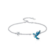 925 Sterling Silver Hummingbird Anklet Foot Bracelet , Anklet Jewelry Gifts for Women 11 Inch Adjustable