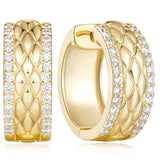14K Gold Plated Cubic Zirconia Encrusted Mesh Huggie Hoops Earring for Women