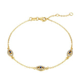 14K Gold Plated  Cubic Zircon Evil Eye Hamsa Hand Bracelets for Women