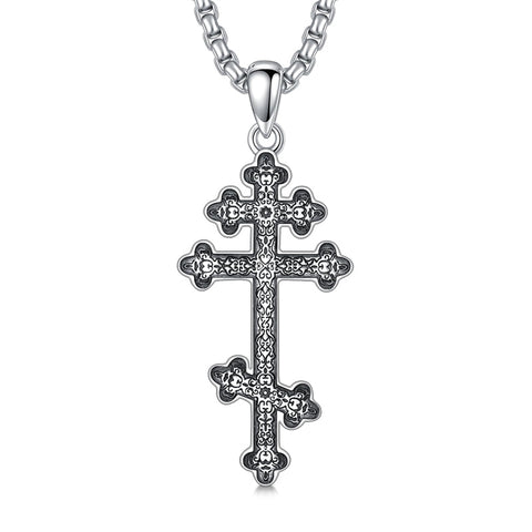 Sterling Silver Orthodox Cross Pendant Necklace Religious Gift